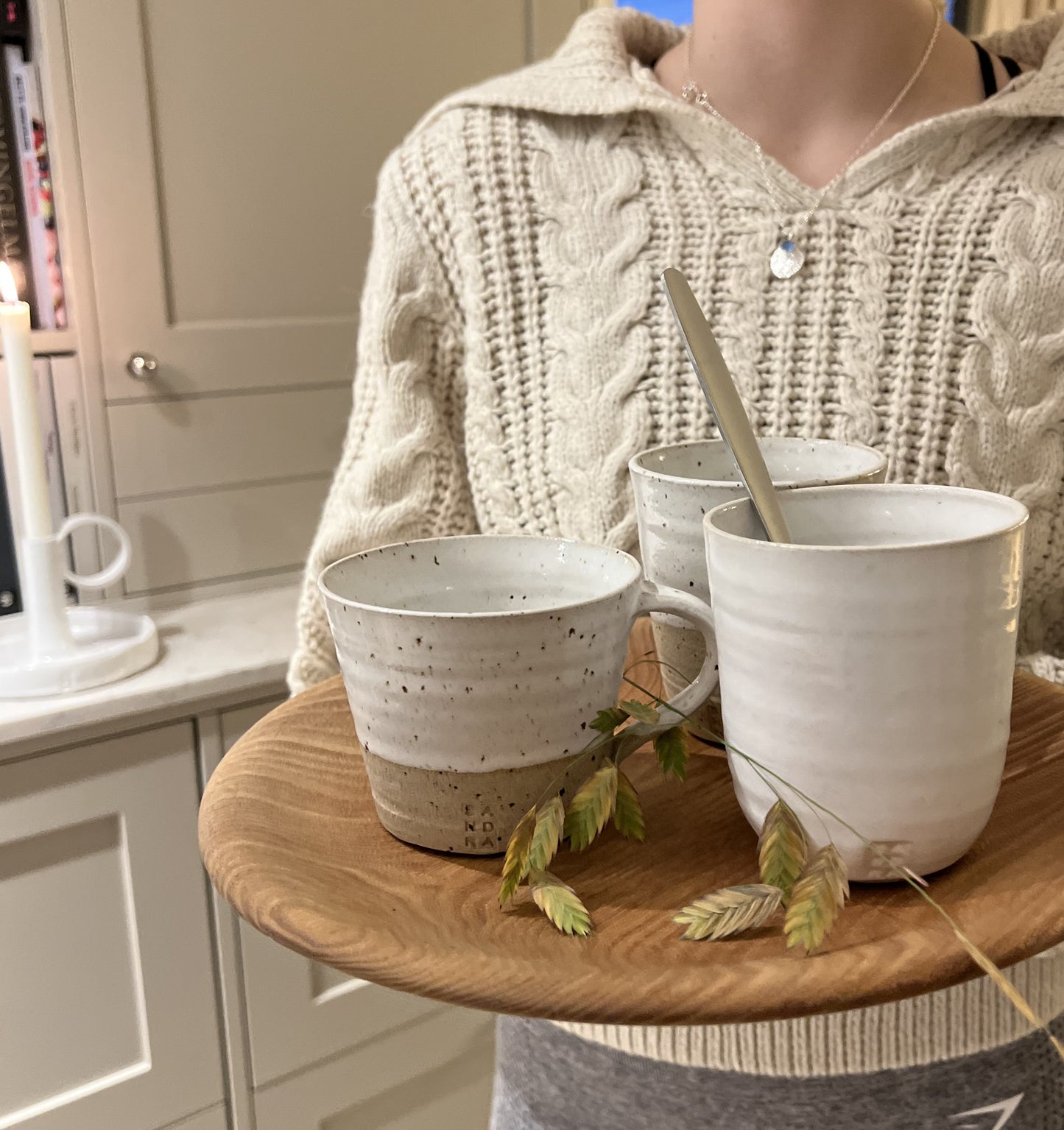 Kaffekopp utan öra │Sand/vit